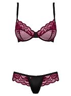 Lingerie set, lace cups, satin inlay